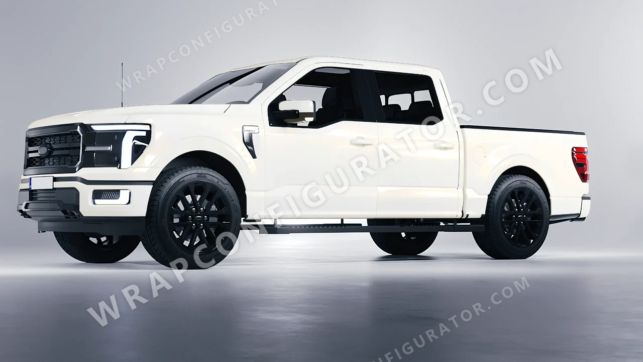 White Ford F-150 Lariat 2024 wrapped in KPMF Matt Gold White Starlight K75572