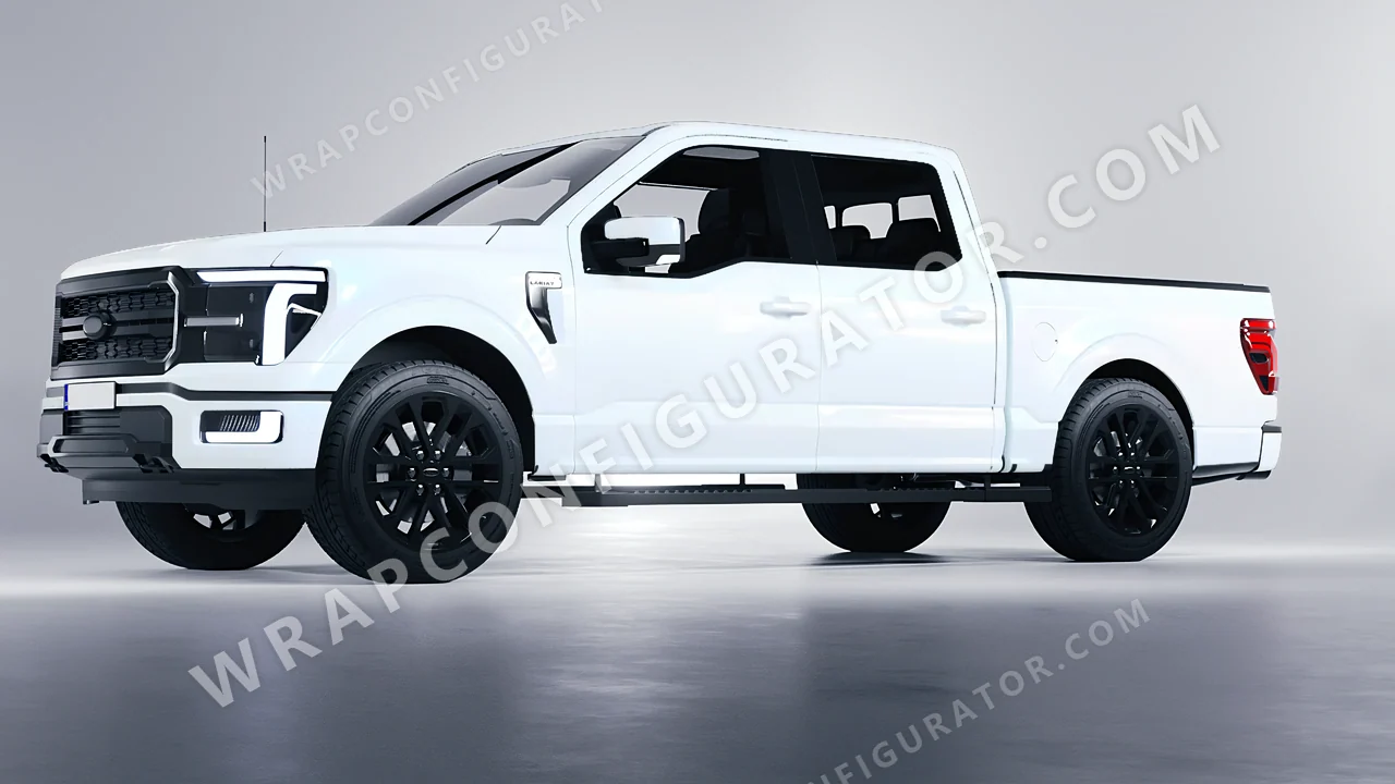 White Ford F-150 Lariat 2024 wrapped in KPMF Matt Pacific Blue White Starlight K75576