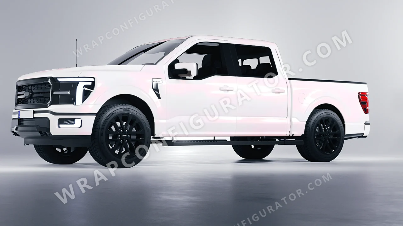 White Ford F-150 Lariat 2024 wrapped in KPMF Matt Pink White Starlight K75574