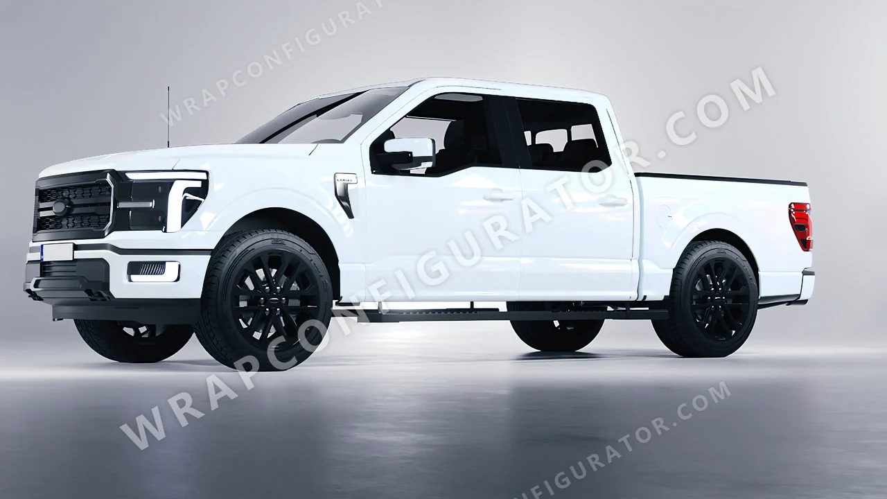 White Ford F-150 Lariat 2024 wrapped in KPMF Pacific Blue White Starlight K75476