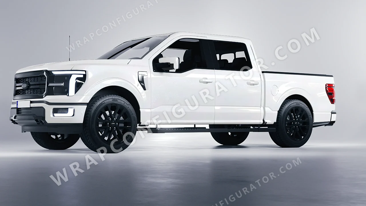 White Ford F-150 Lariat 2024 wrapped in ORACAL Crystal White 970RA-945G