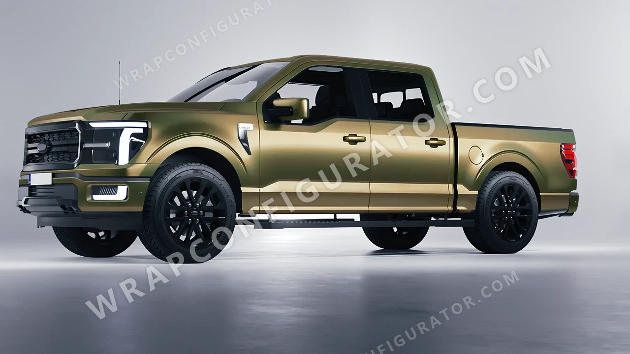 Yellow Ford F-150 Lariat 2024 wrapped in 3M Golden Aurora SP264