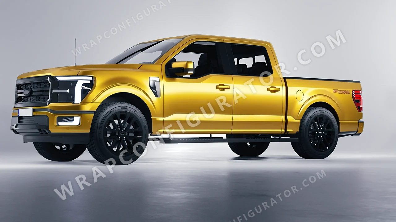 Yellow Ford F-150 Lariat 2024 wrapped in Avery Dennison Satin Energetic Yellow SW900-261-S