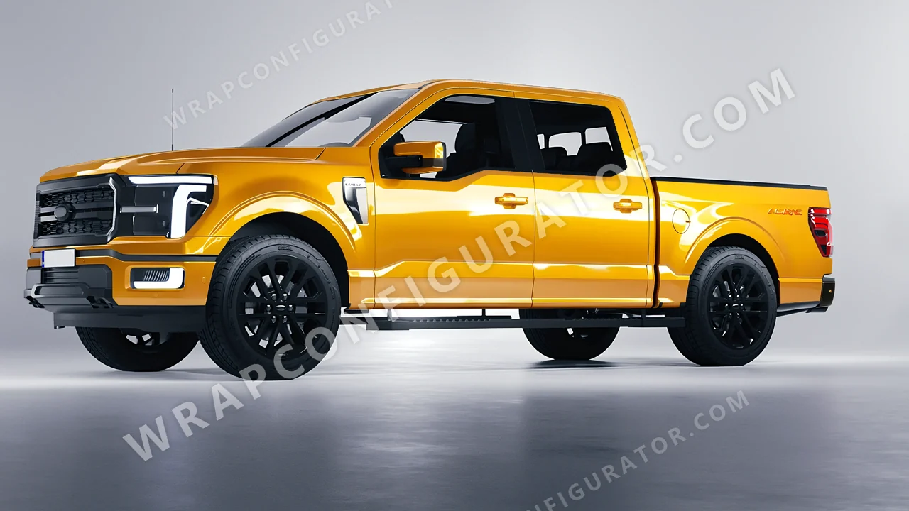 Yellow Ford F-150 Lariat 2024 wrapped in Colourshield PPF by HyperPro Amber Yellow HGF78-P