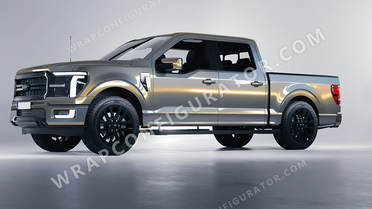 Yellow Ford F-150 Lariat 2024 wrapped in Colourshield PPF by HyperPro Blue/Gold CGM17-P