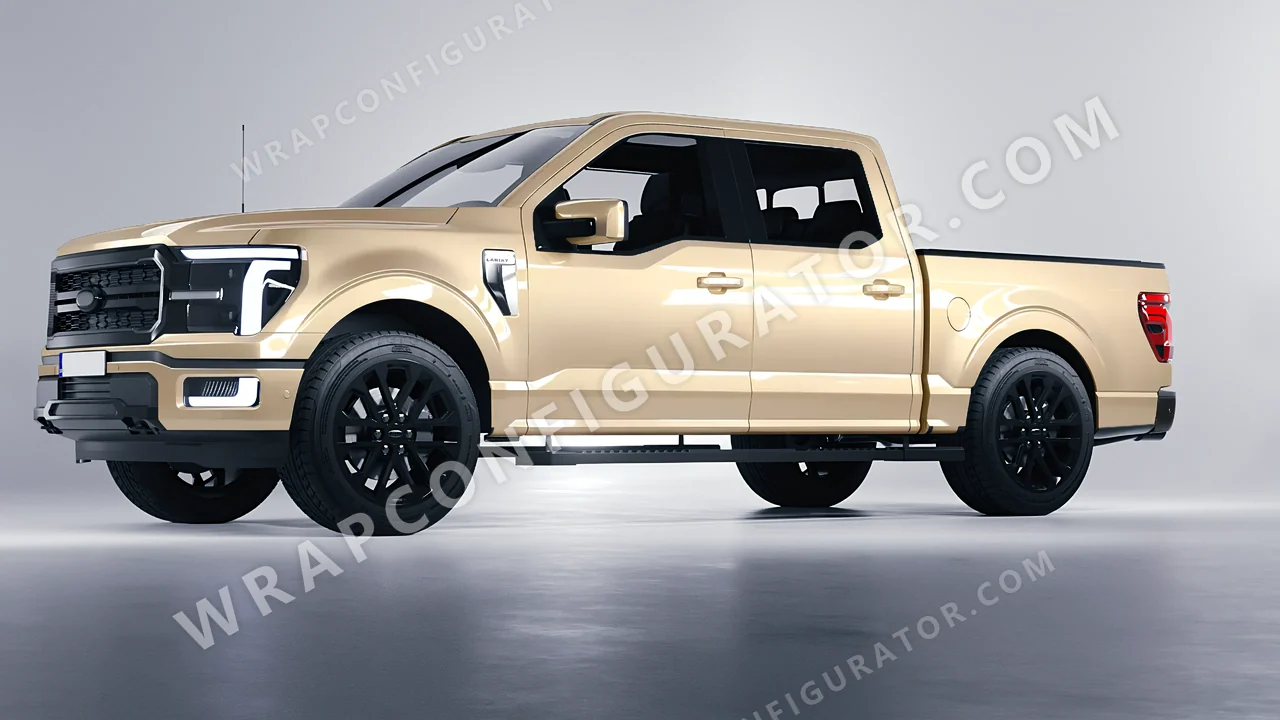 Yellow Ford F-150 Lariat 2024 wrapped in Colourshield PPF by HyperPro Champagne Gold HGM52-P