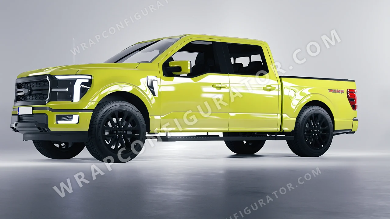 Yellow Ford F-150 Lariat 2024 wrapped in Colourshield PPF by HyperPro Fluorescein Yellow HGF67-P