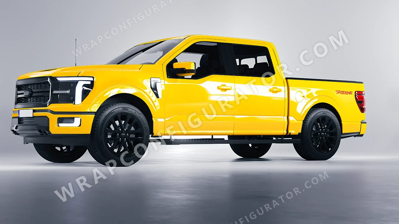 Yellow Ford F-150 Lariat 2024 wrapped in Inozetek Dynamic PPF Sunflower Yellow DPPF921