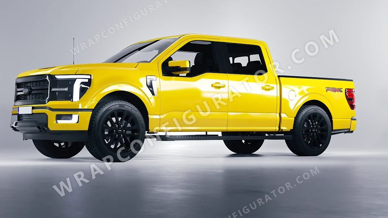 Yellow Ford F-150 Lariat 2024 wrapped in ORACAL Crocus Yellow 970RA-201G