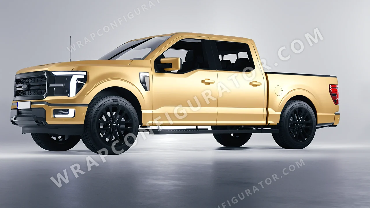 Yellow Ford F-150 Lariat 2024 wrapped in ORACAL Divine Gold 970RA-995M