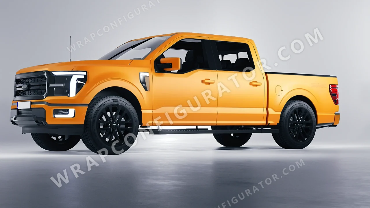 Yellow Ford F-150 Lariat 2024 wrapped in ORACAL Safron Yellow 970RA-223M