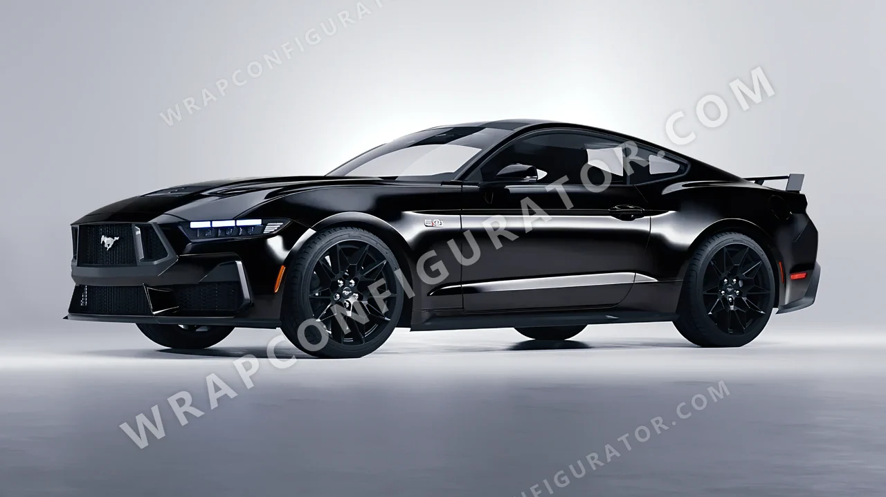 Black Ford Mustang GT 2024 wrapped in Avery Dennison Black SW900-190-O