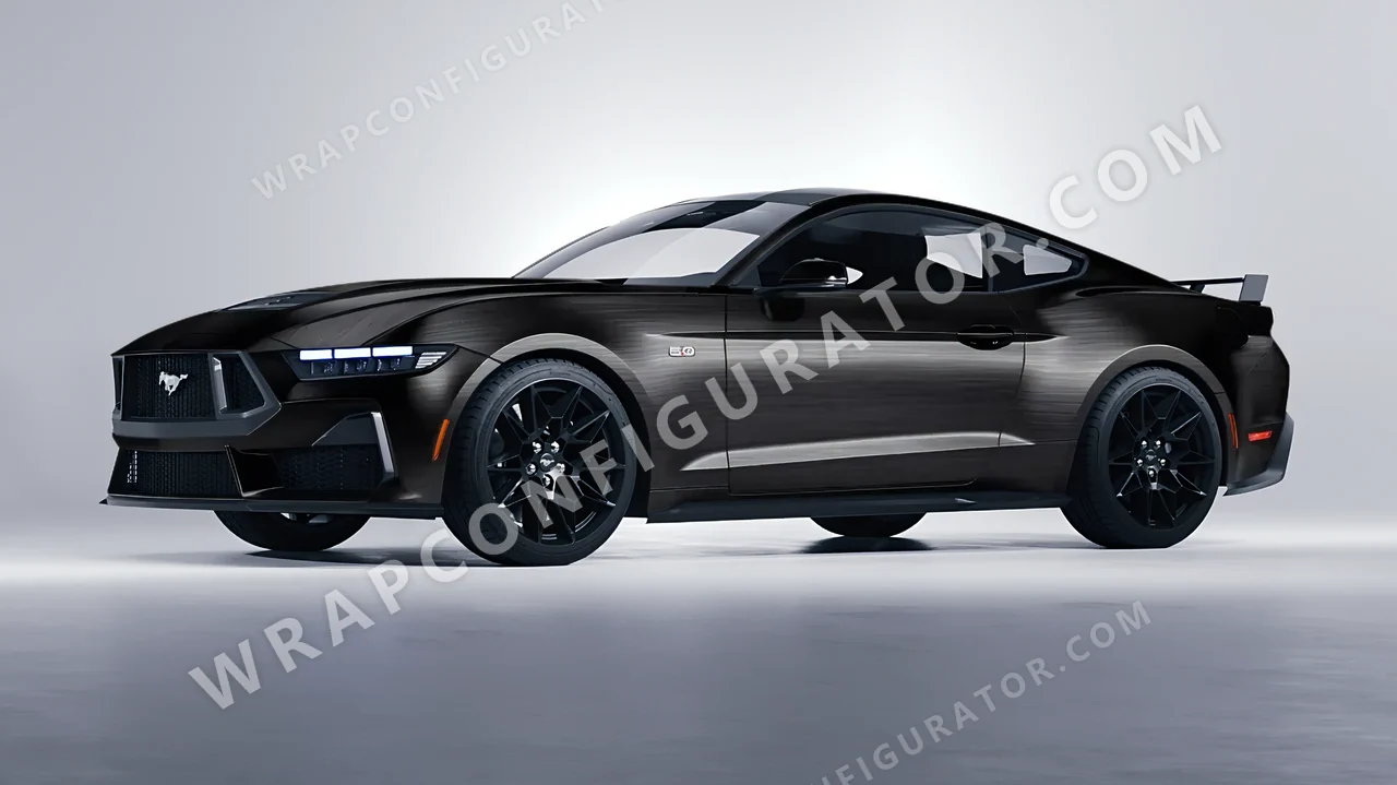 Black Ford Mustang GT 2024 wrapped in Avery Dennison Brushed Black SW900-193-X