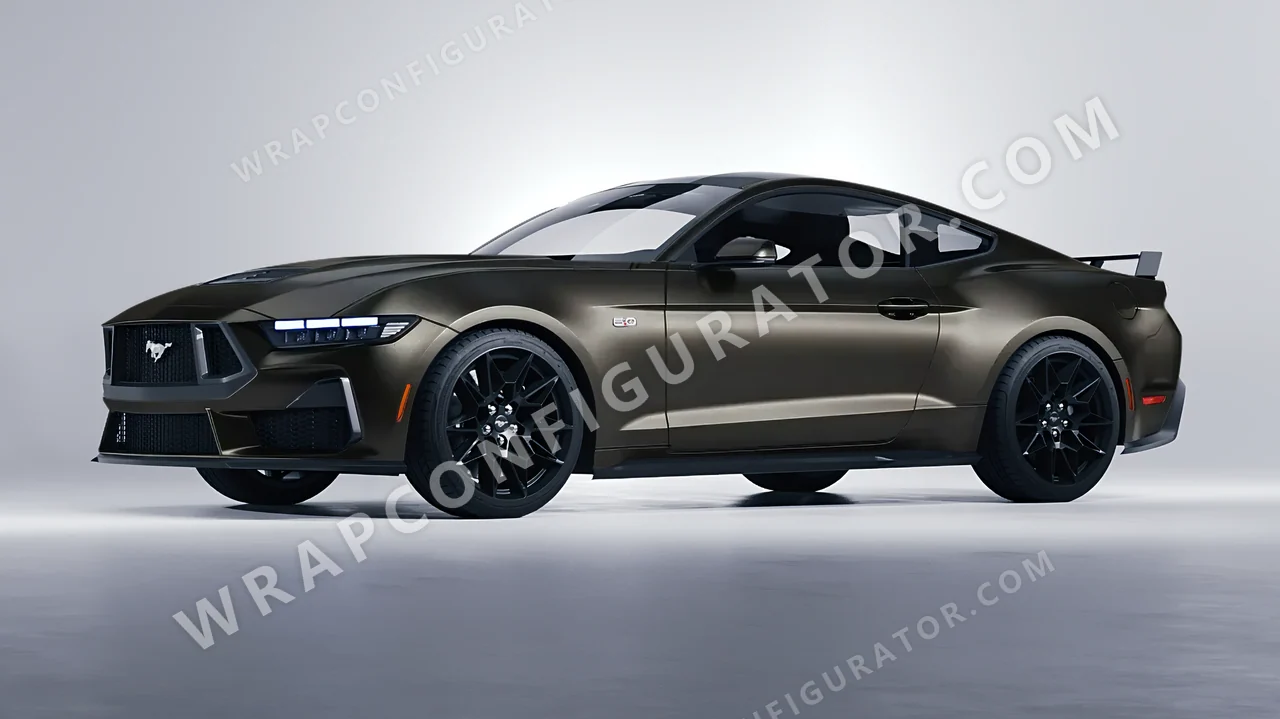 Black Ford Mustang GT 2024 wrapped in Avery Dennison Dark Basalt SW900-871-M