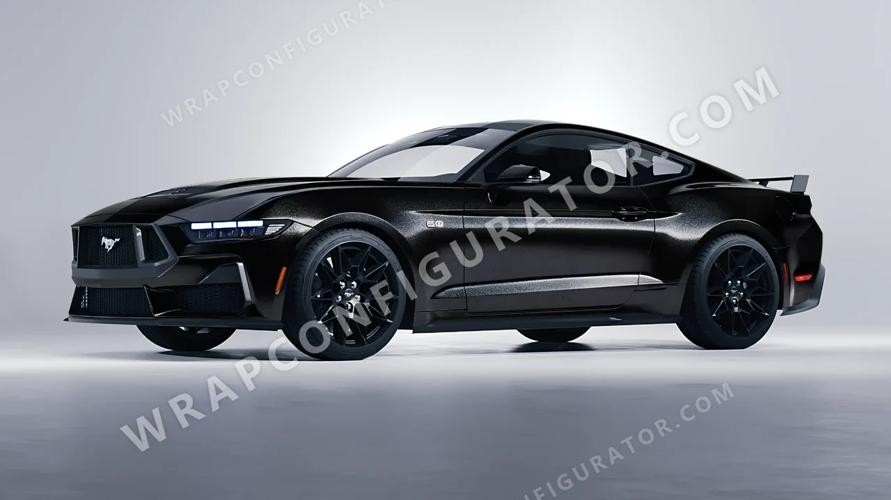 Black Ford Mustang GT 2024 wrapped in Avery Dennison Mystery Black SW900-184-M