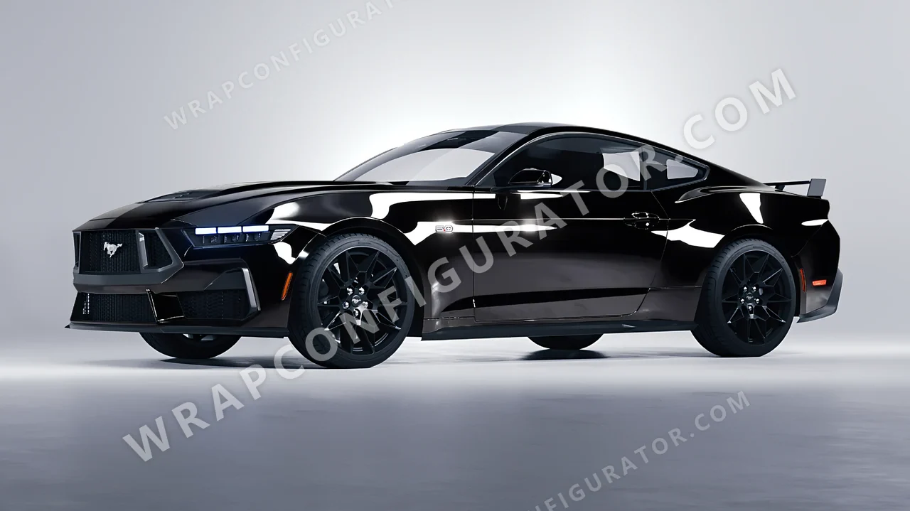 Black Ford Mustang GT 2024 wrapped in Colourshield PPF by HyperPro Black HGF01-P