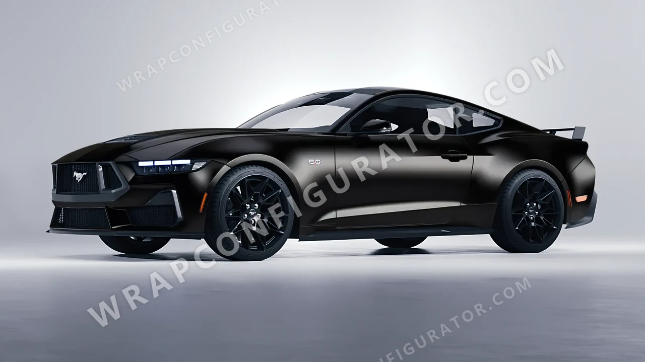 Black Ford Mustang GT 2024 wrapped in Inozetek Dynamic PPF Midnight Black DPPF924