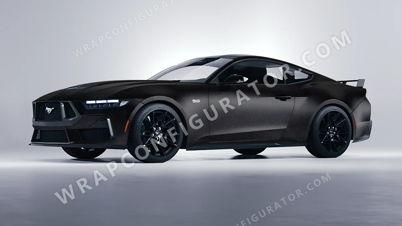 Black Ford Mustang GT 2024 wrapped in KPMF Black Matt K89021