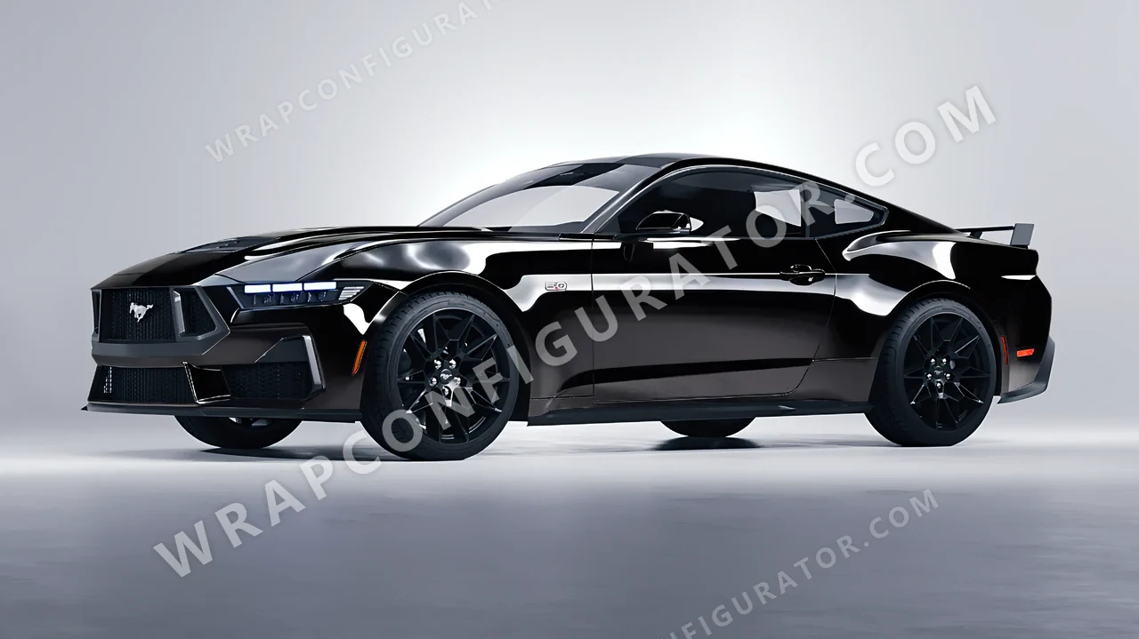 Black Ford Mustang GT 2024 wrapped in ORACAL Black 970RA-070G
