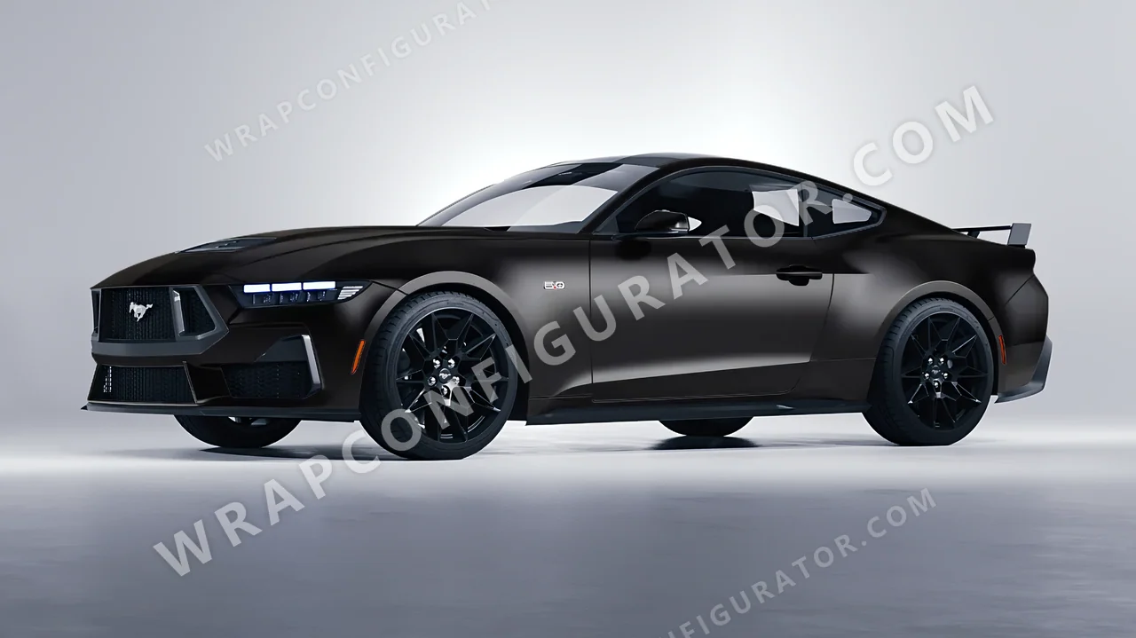 Black Ford Mustang GT 2024 wrapped in ORACAL Black 970RA-070M