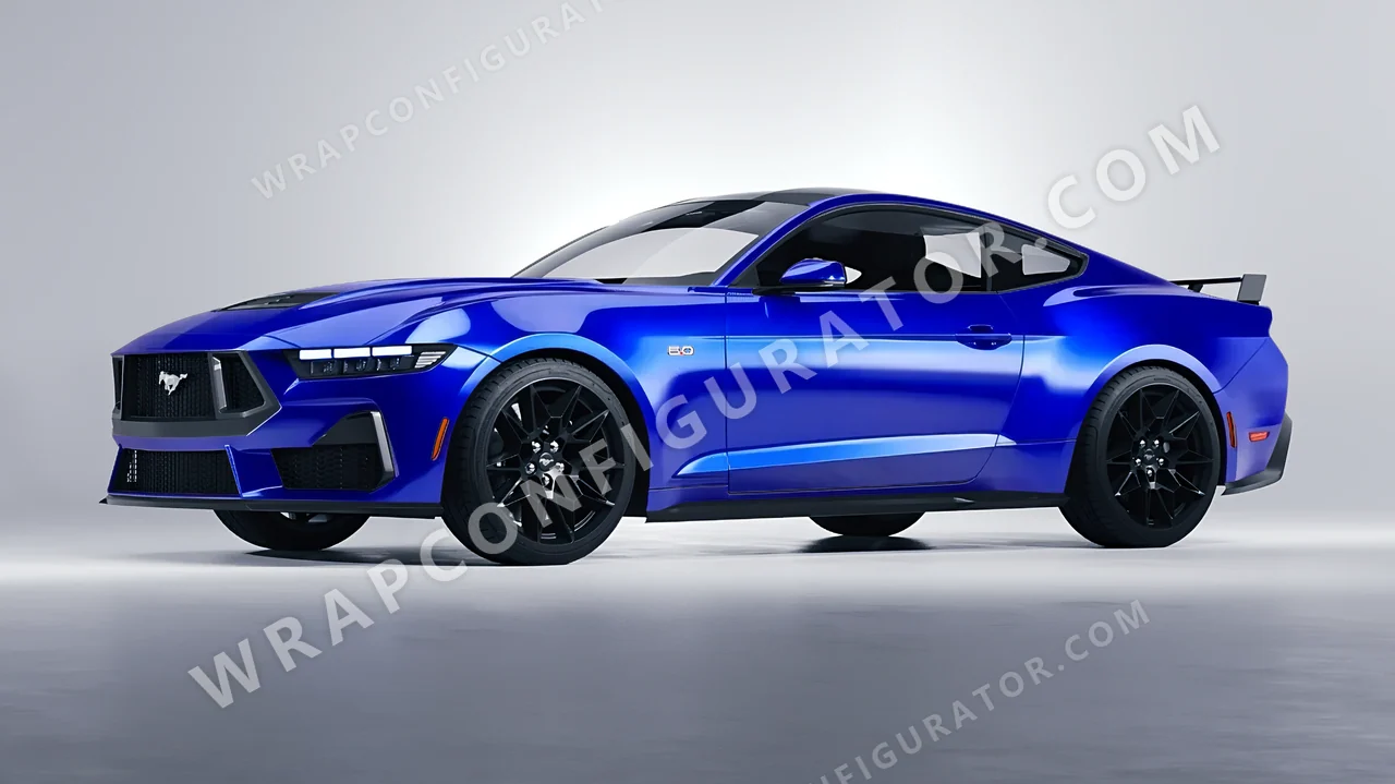 Blue Ford Mustang GT 2024 wrapped in 3M Blue Raspberry HG378