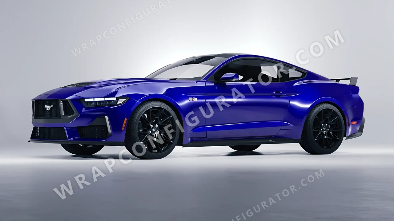 Blue Ford Mustang GT 2024 wrapped in 3M Gloss Blue Raspberry G378