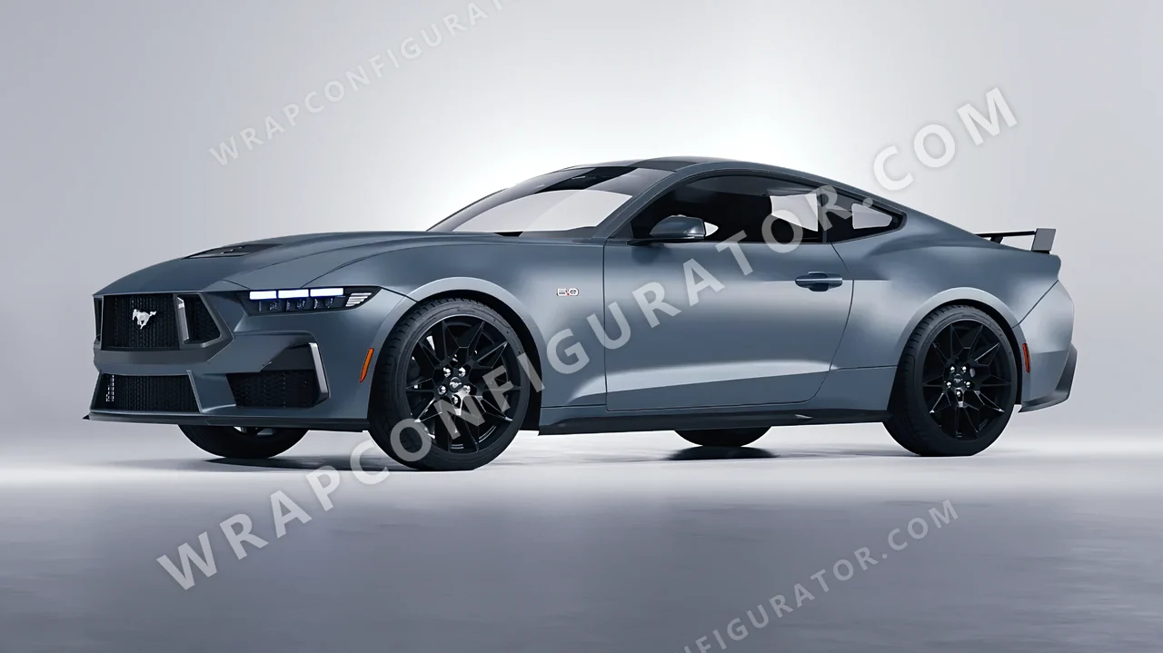 Blue Ford Mustang GT 2024 wrapped in 3M Lunar Blue S87