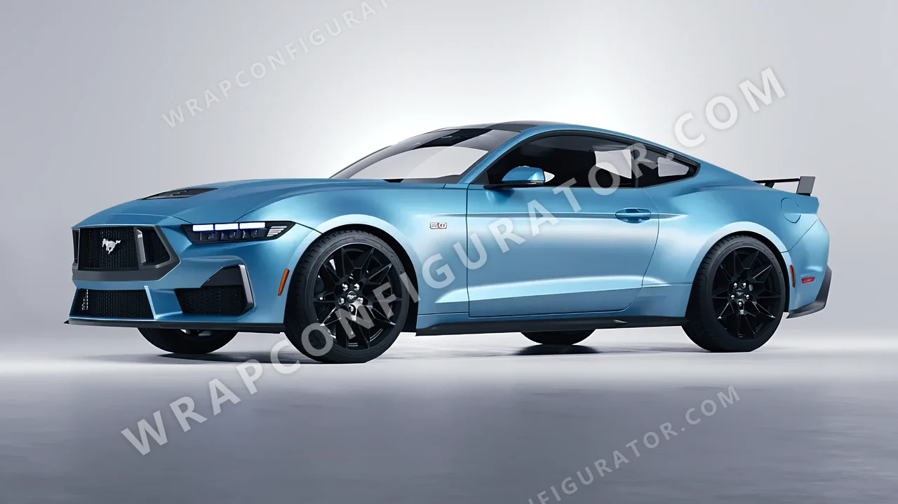 Blue Ford Mustang GT 2024 wrapped in 3M Satin Ocean Shimmer S327