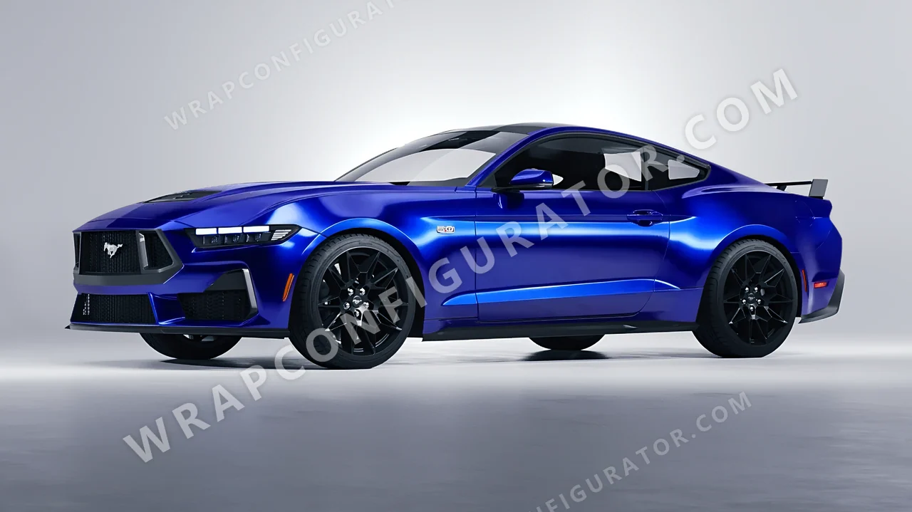 Blue Ford Mustang GT 2024 wrapped in Avery Dennison Blue SF100-256-S