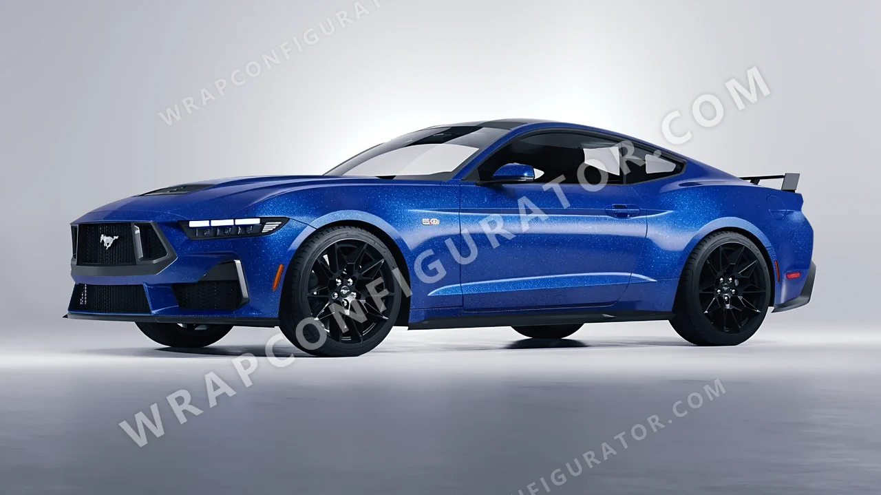 Blue Ford Mustang GT 2024 wrapped in Avery Dennison Blue SW900-676-D