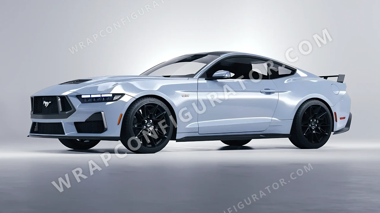 Blue Ford Mustang GT 2024 wrapped in Avery Dennison Cloudy Blue SW900-656-O