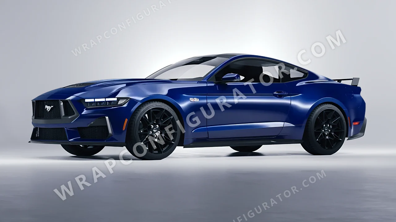 Blue Ford Mustang GT 2024 wrapped in Avery Dennison Indigo Blue SW900-699-O