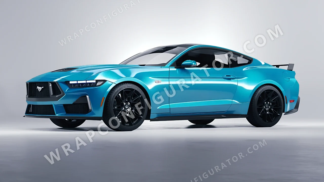 Blue Ford Mustang GT 2024 wrapped in Avery Dennison Turquoise Ocean SW900-6329-O