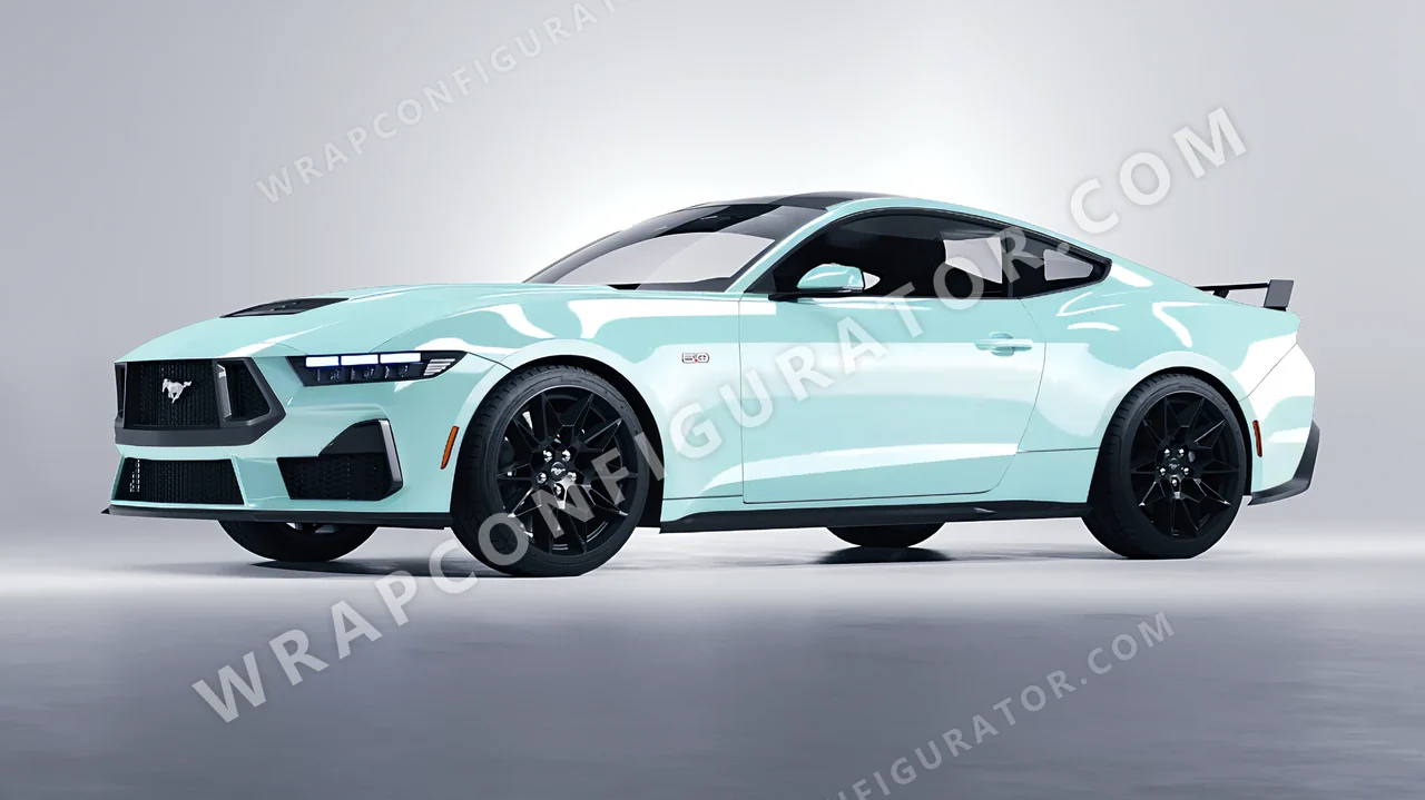Blue Ford Mustang GT 2024 wrapped in Colourshield PPF by HyperPro Baby Blue HGF29-P