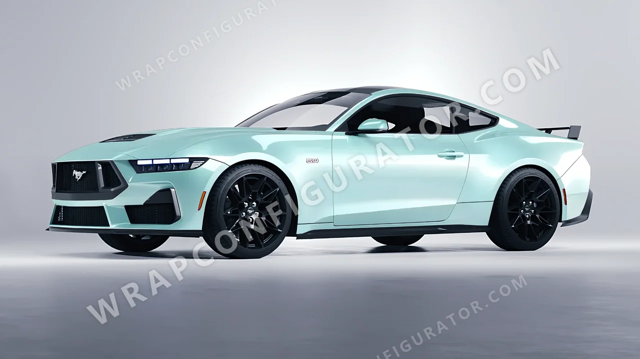 Blue Ford Mustang GT 2024 wrapped in Colourshield PPF by HyperPro Ice Blue GAF49-P