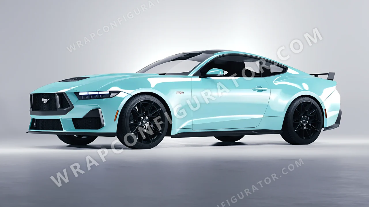 Blue Ford Mustang GT 2024 wrapped in Colourshield PPF by HyperPro Sea Blue HGF04-P