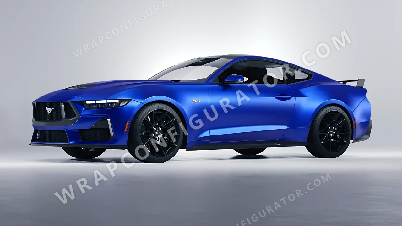 Blue Ford Mustang GT 2024 wrapped in Inozetek Dynamic PPF Azure Blue DPPF814
