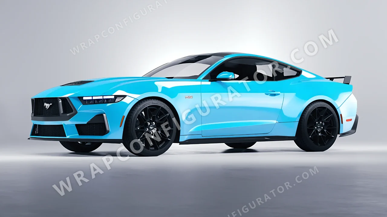 Blue Ford Mustang GT 2024 wrapped in Inozetek Dynamic PPF Coastal Blue DPPF913
