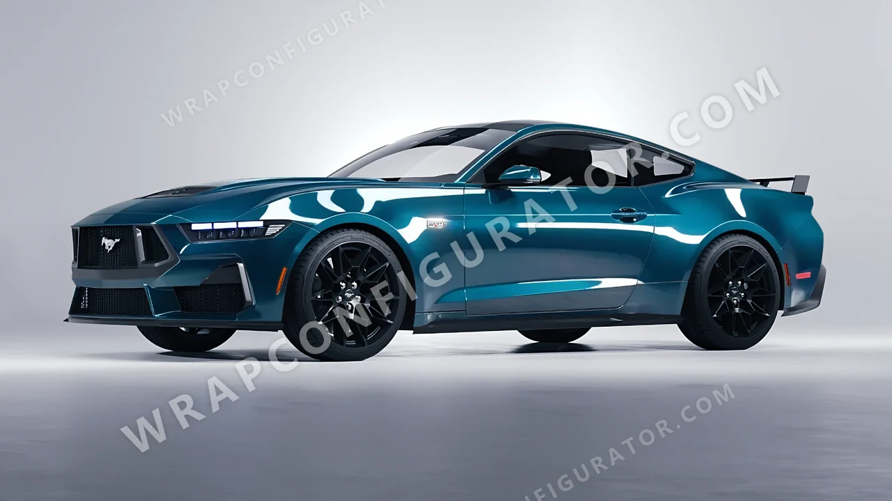 Blue Ford Mustang GT 2024 wrapped in Inozetek Dynamic PPF Empire Blue EMC101