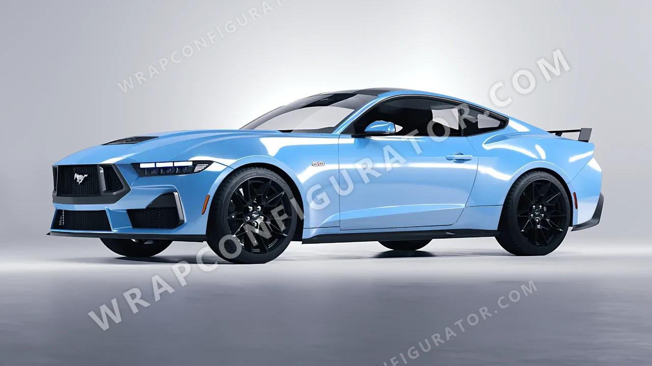 Blue Ford Mustang GT 2024 wrapped in Inozetek Dynamic PPF Pebble Blue DPPF923