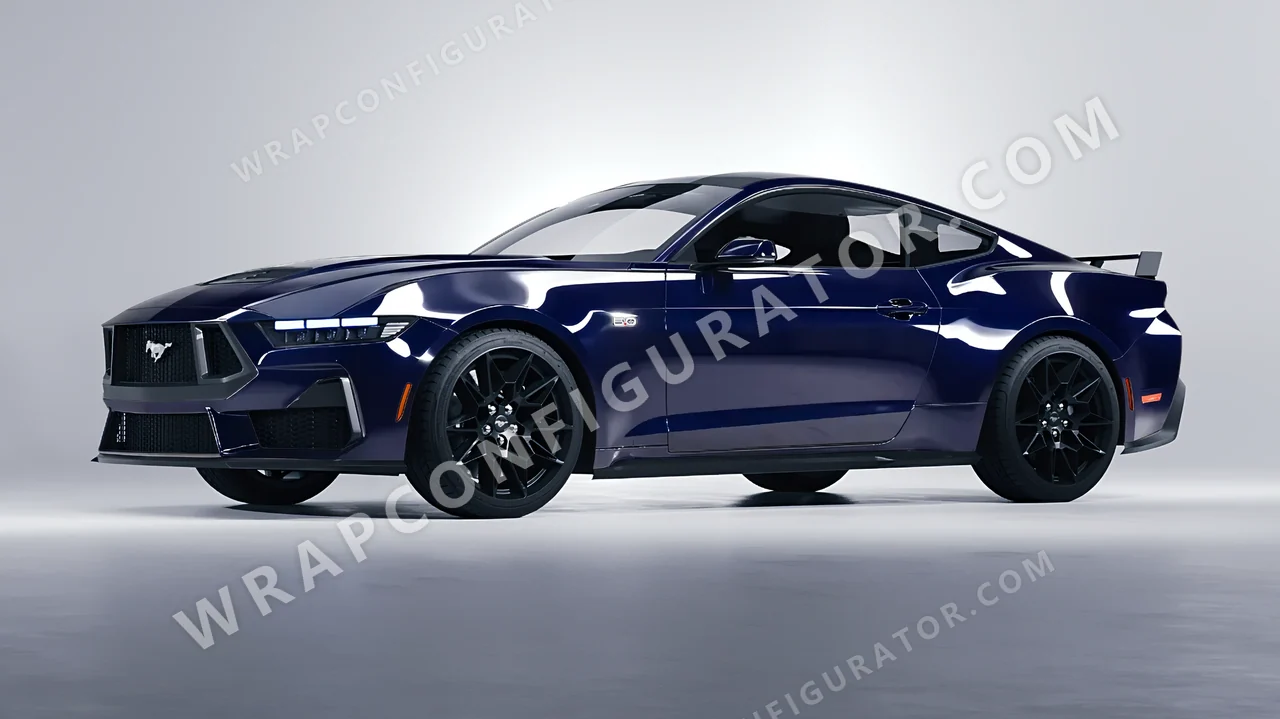 Blue Ford Mustang GT 2024 wrapped in Inozetek Dynamic PPF SQ Navy SQ102NV
