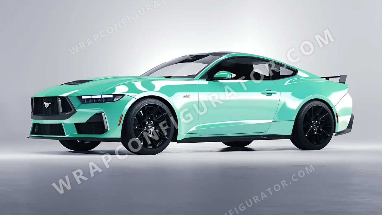 Blue Ford Mustang GT 2024 wrapped in Inozetek Dynamic PPF Tiffany Blue DPPF935