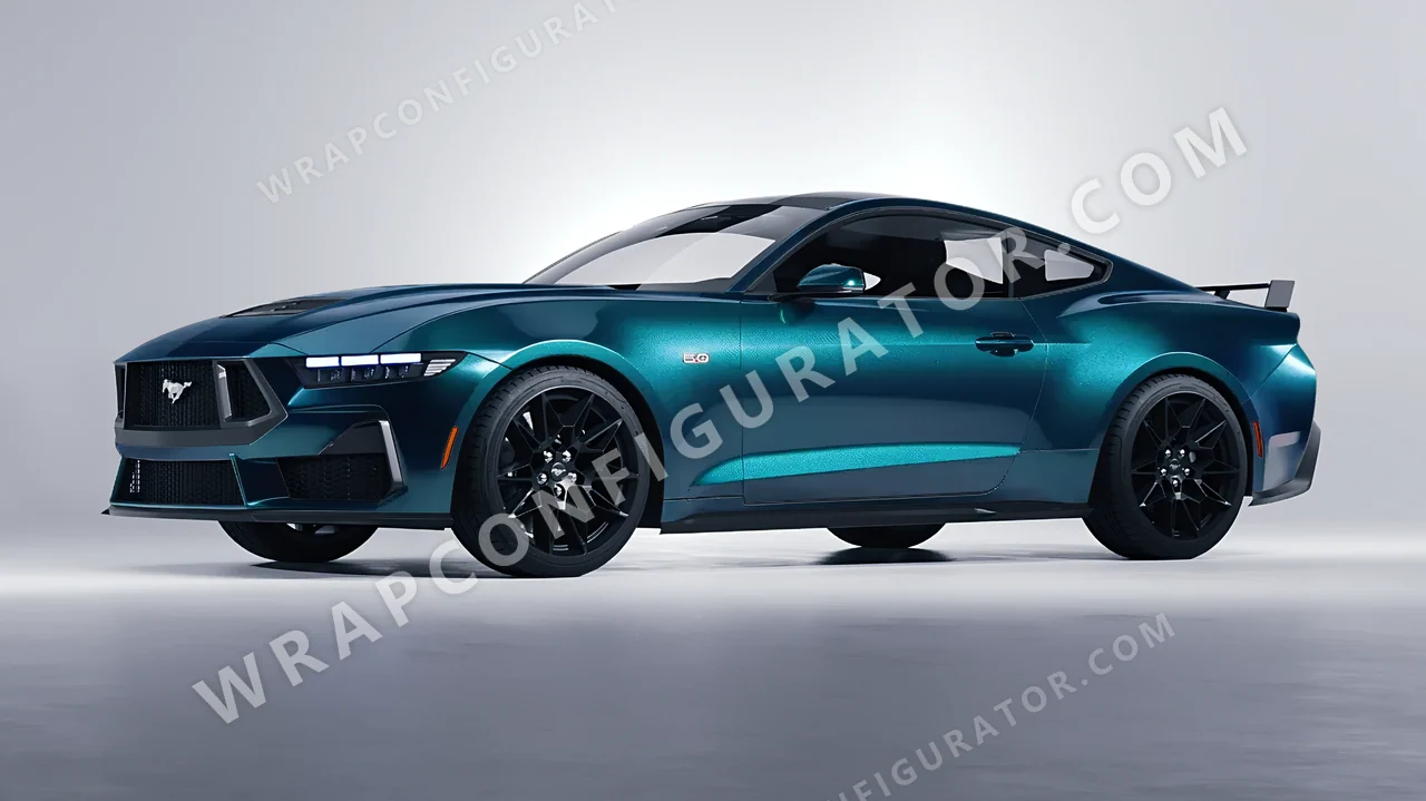 Blue Ford Mustang GT 2024 wrapped in KPMF Excelsior Blue K75441