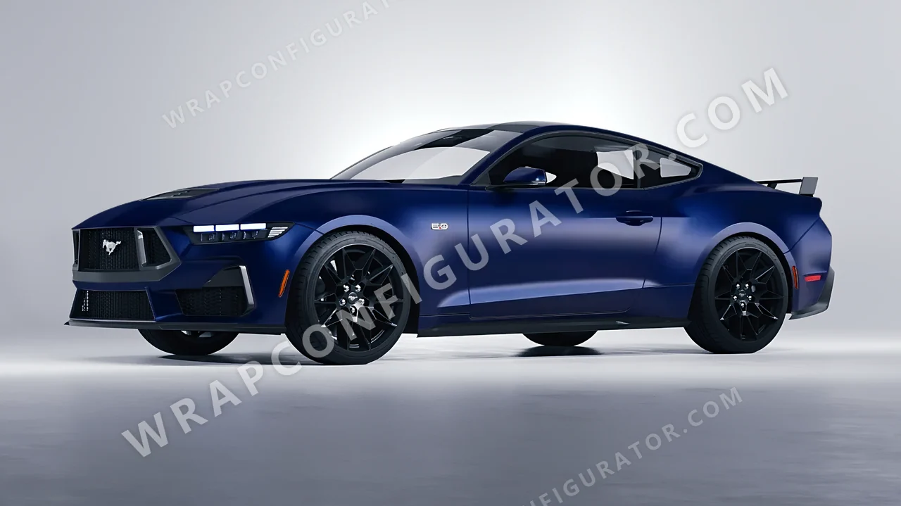 Blue Ford Mustang GT 2024 wrapped in KPMF Frozen Sapphire Matt K75578