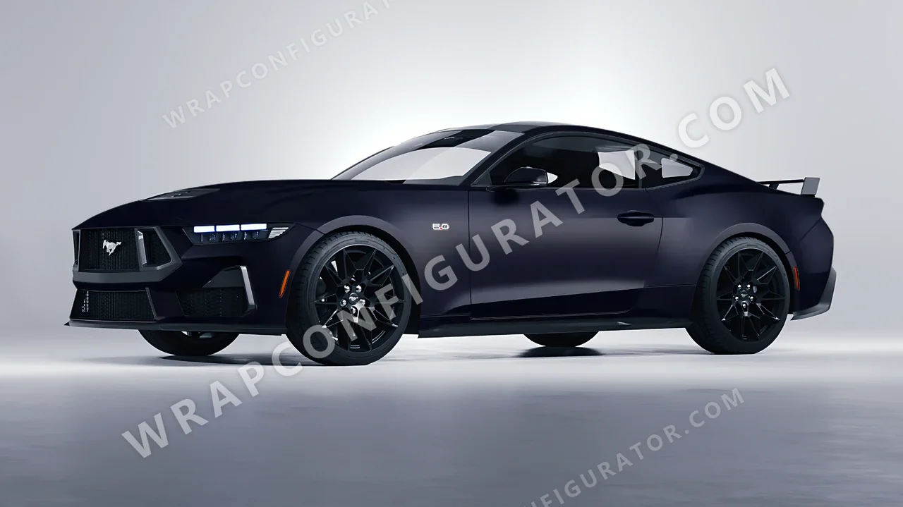 Blue Ford Mustang GT 2024 wrapped in KPMF Matt Sinister Blue K75562