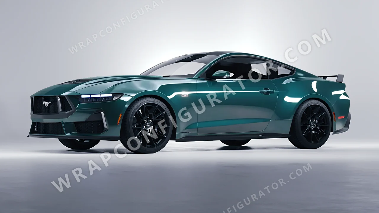 Blue Ford Mustang GT 2024 wrapped in KPMF Tidal Teal K75413