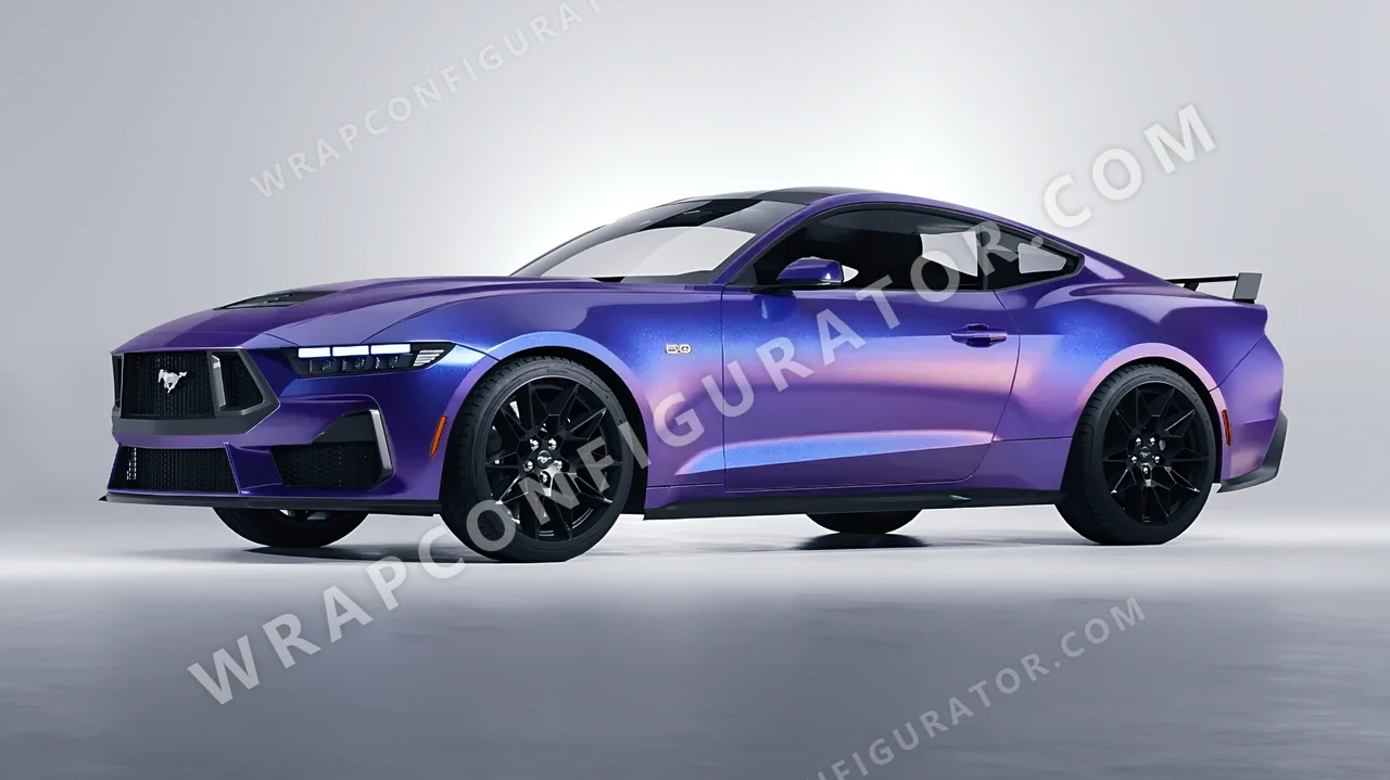 Blue Ford Mustang GT 2024 wrapped in KPMF Twilight Sky K75417