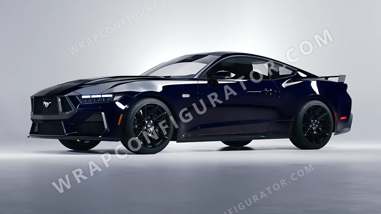 Blue Ford Mustang GT 2024 wrapped in ORACAL Gt3 Blue 970RA-111G