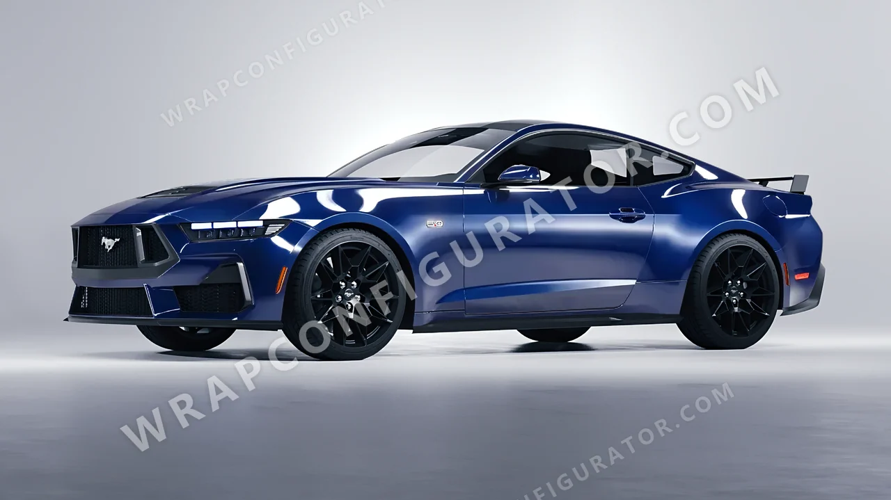 Blue Ford Mustang GT 2024 wrapped in ORACAL Light Navy 970RA-564G