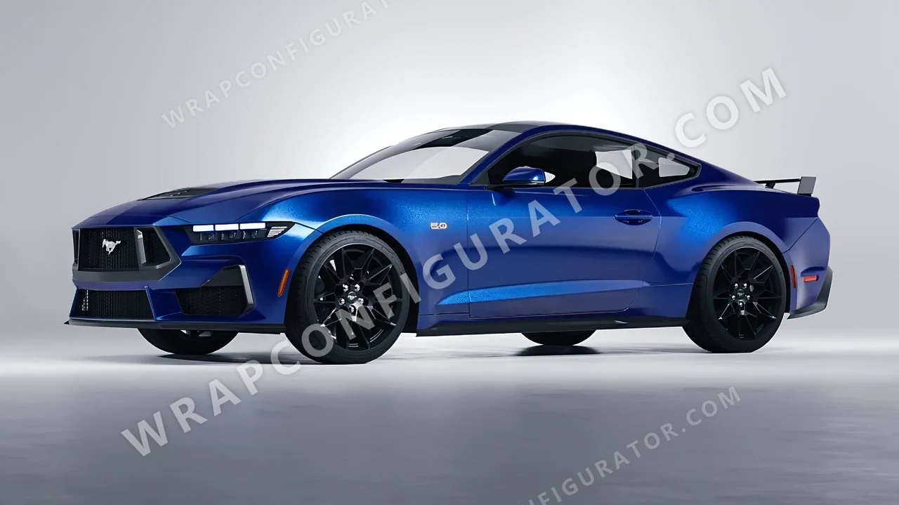 Blue Ford Mustang GT 2024 wrapped in ORACAL Night Blue 970RA-196G